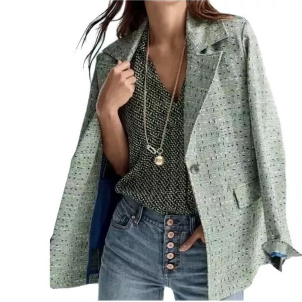 Cabi Womens Tweed Blazer Jacket M 1 Button Office Business Career Workwear NWOT